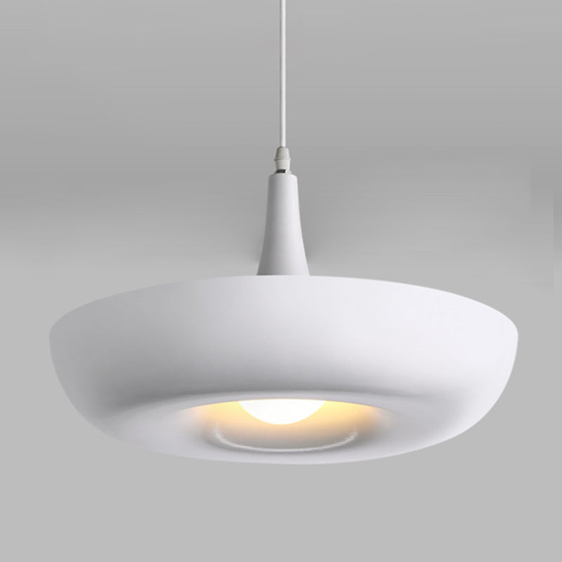 Modern Metal Pendant Light - White Suspension Lamp For Dining Room Bowl 1