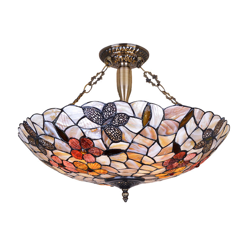 16"/20.5" Wide Butterfly Shell Ceiling Flush Mount - Mediterranean Design - 3/4 Silver Semi Flush Lights