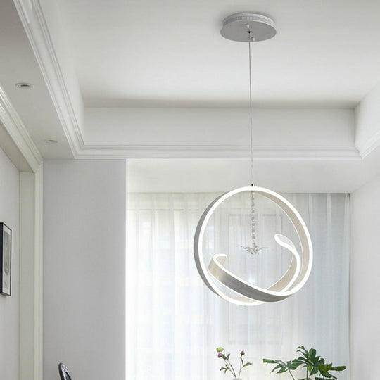 Minimalistic Twist Hanging LED Chandelier Pendant Light - Simple Style Acrylic, Warm/White Light