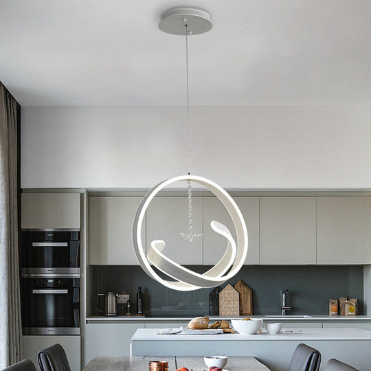 Minimalistic Twist Hanging LED Chandelier Pendant Light - Simple Style Acrylic, Warm/White Light