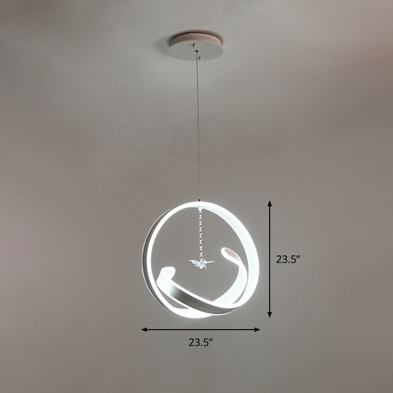 Minimalistic Twist Hanging LED Chandelier Pendant Light - Simple Style Acrylic, Warm/White Light