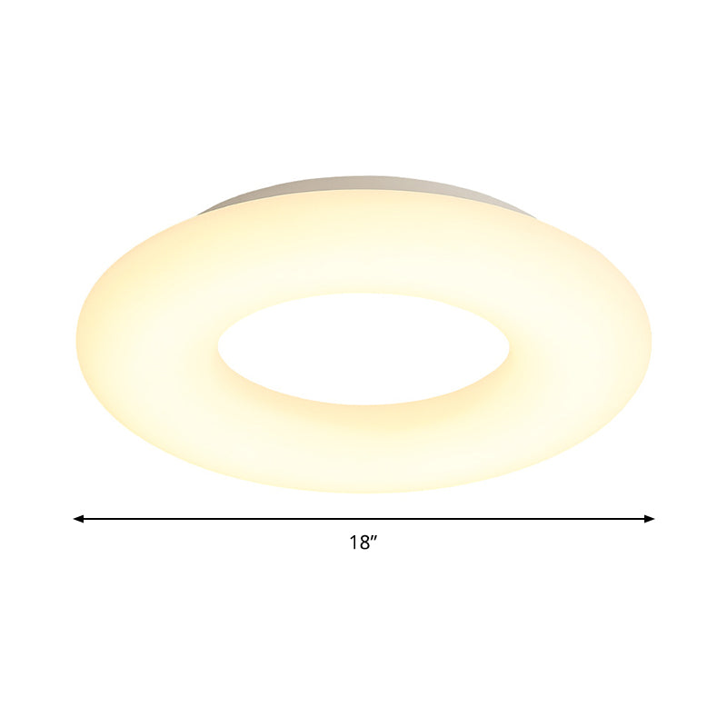 18"/23.5" Modern LED White Doughnut Acrylic Flush Mount Ceiling Lamp