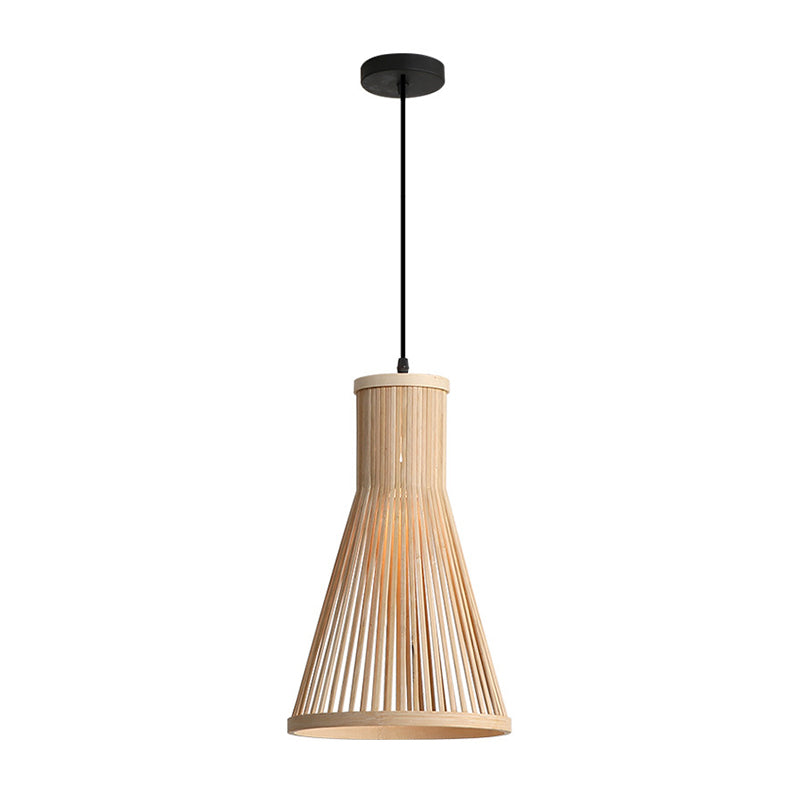 Modern Bamboo Cone Pendant Light Fixture - 16"/18"/23.5" H - 1 Light - Beige/Brown - Dining Room Lighting