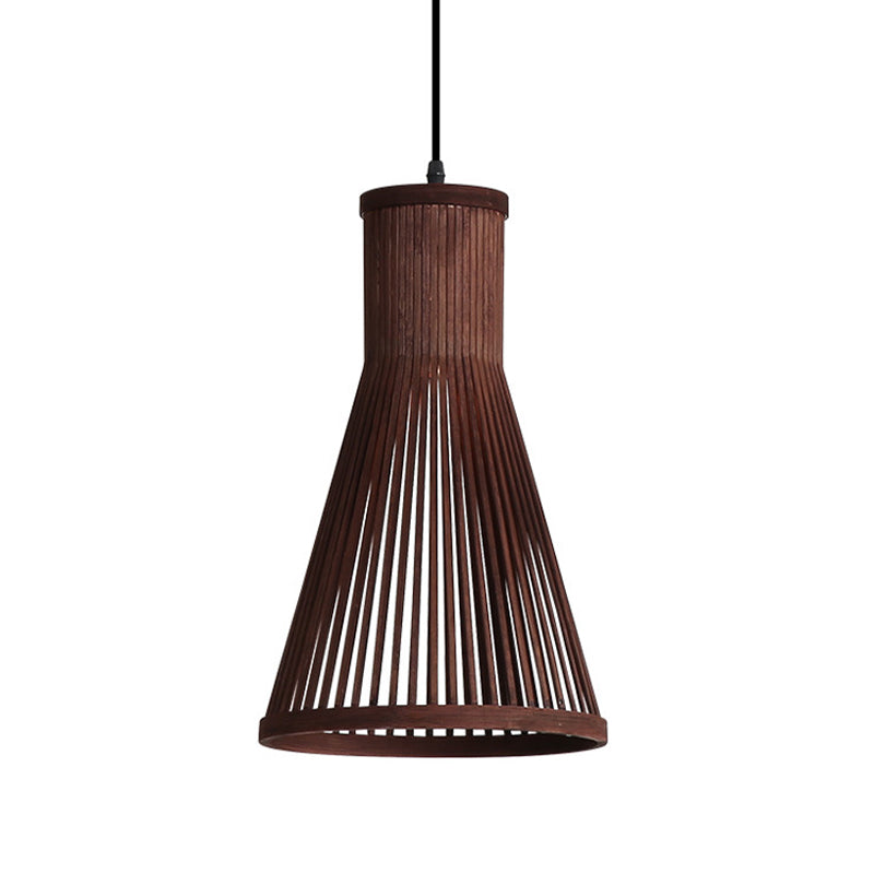 Modern Bamboo Cone Pendant Light Fixture - 16"/18"/23.5" H - 1 Light - Beige/Brown - Dining Room Lighting