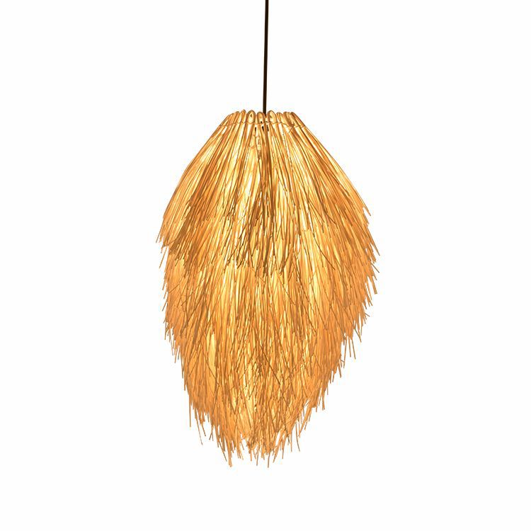 Bamboo Teardrop Hanging Pendant Light in Beige - Contemporary Style