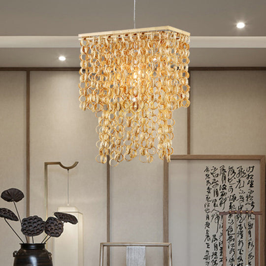 Modern Bamboo Pendant Light Fixture In Beige - 1 Down Lighting