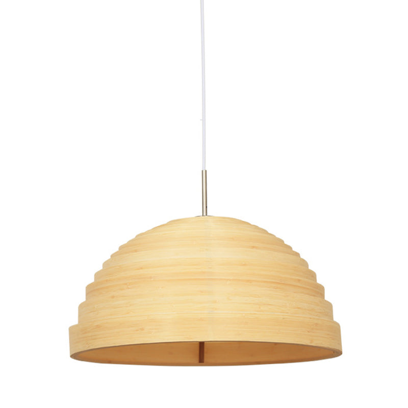 Modern Domed Pendant Light In Beige For Dining Room With Down Lighting