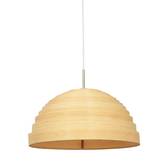 Modern Domed Pendant Light In Beige For Dining Room With Down Lighting