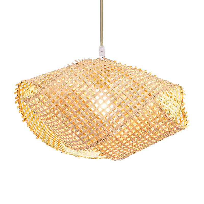 Bamboo Swirl Drop Pendant Light Fixture - 14"/16"/18" - 1-Light Beige - Hanging Lamp for Dining Room - Asian-inspired