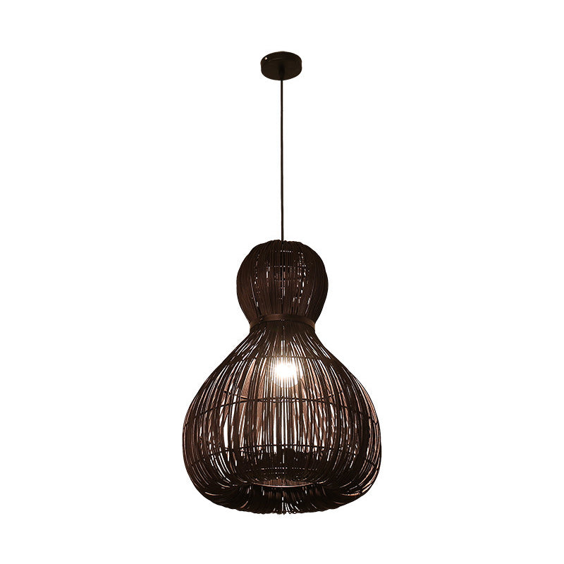 8"/12"/16" Wide Tapered Ceiling Pendant Lamp - Simple Bamboo 1 Light Coffee Hanging Lamp