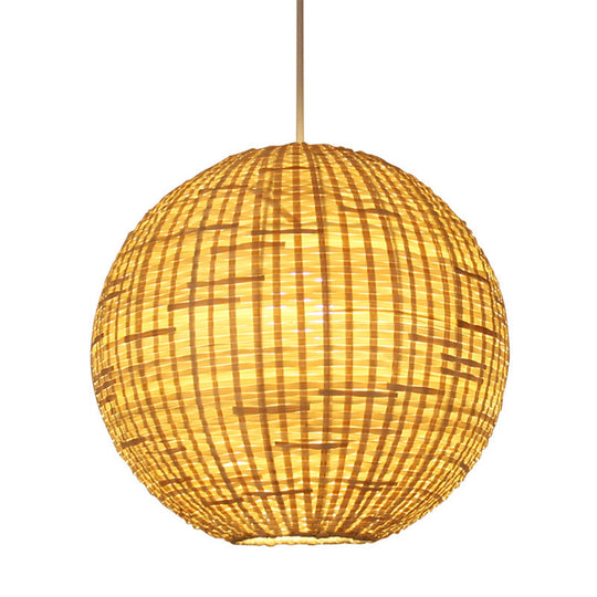 16"/19.5" Wide 1-Light Asia Beige Bamboo Ceiling Pendant for Dining Room