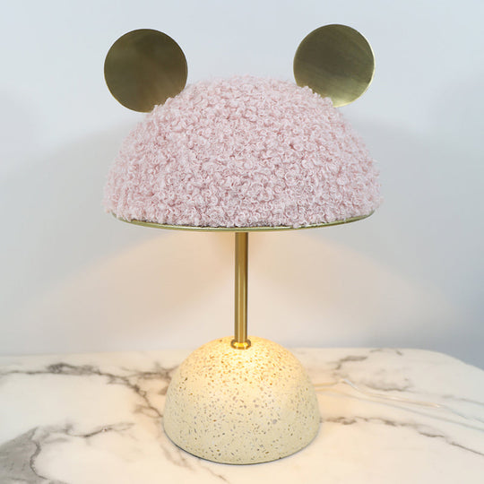 Contemporary Domed Table Lamp - Modern Style 1 Light Task In White/Pink/Green With Base Pink