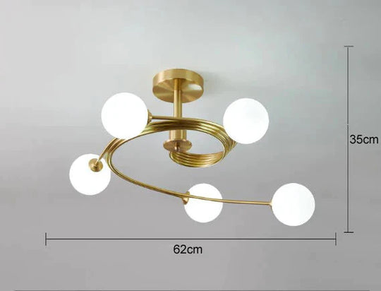 Nordic Creative Rotate Bedroom Room Lamp Room Copper Ceiling Lamp