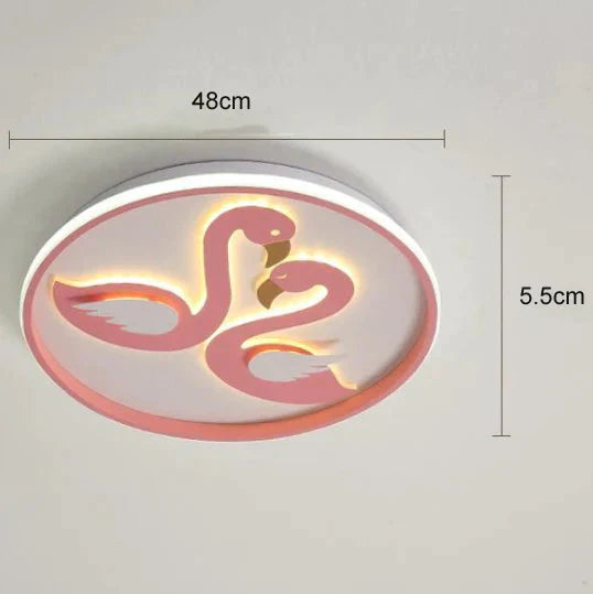 Creative Pink Flamingo Led Bedroom Ceiling Lamp