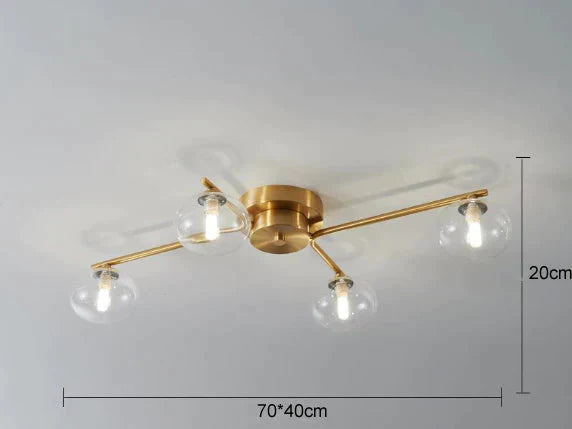 Nordic Wind Pentagon Living Room Bedroom Lamp Copper Ceiling 4 Transparent Color / Without Light