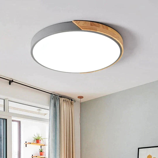 LED Discolor Ceiling Lamp Acrylic Wooden Round Multicolor 18W Ceiling Surface Mounted LED Lighting Fixtures