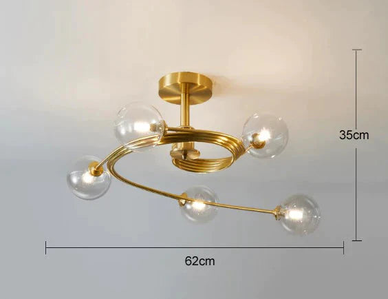 Nordic Creative Rotate Bedroom Room Lamp Room Copper Ceiling Lamp