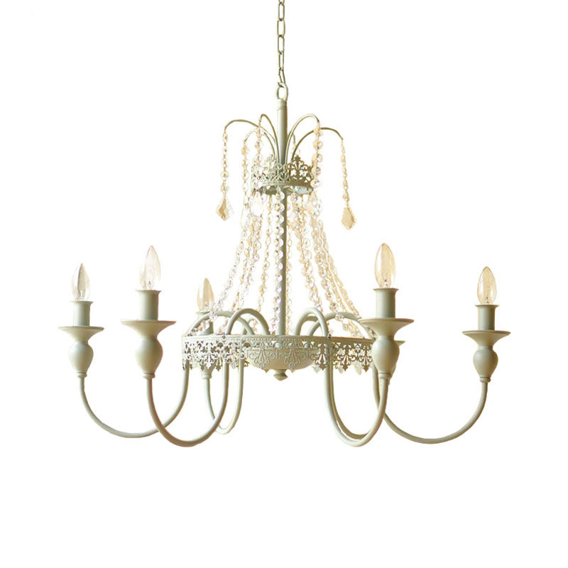 Traditional Metal Chandelier - Gold/Grey Finish With Crystal Accents 6-Light Ceiling Pendant For