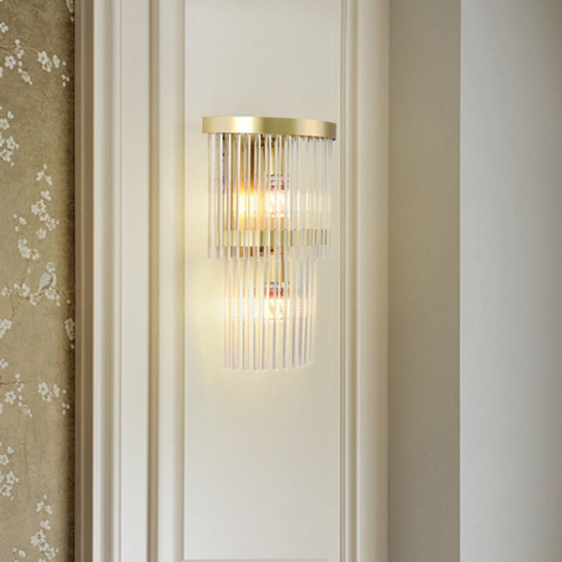 Traditional Gold Clear Crystal Led Wall Sconce For Living Room