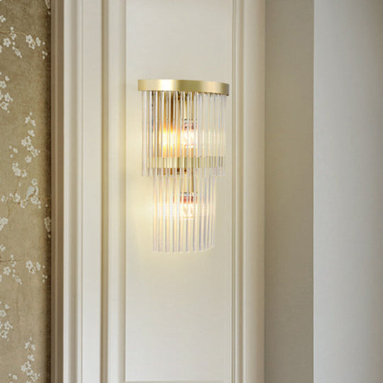 Traditional Gold Clear Crystal Led Wall Sconce For Living Room