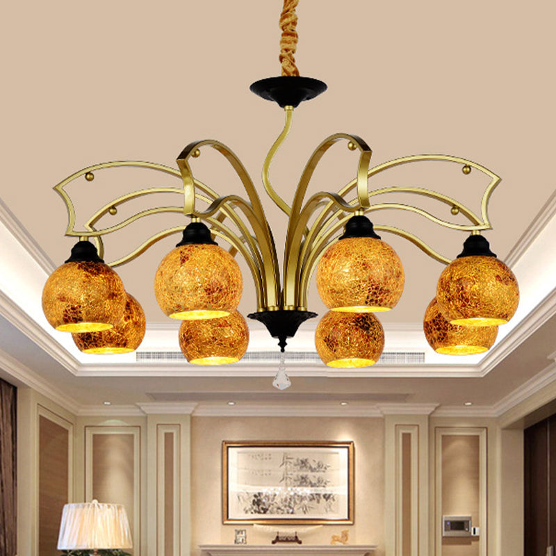 Stunning Tiffany Art Glass Pendant Chandelier In Gold 3/6/8 Lights For Living Room 8 /