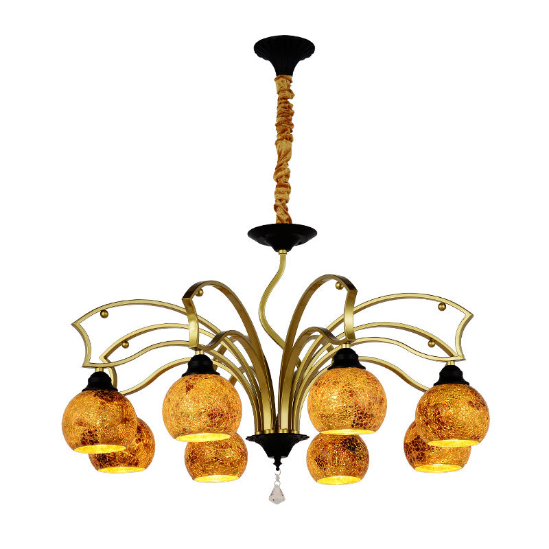 Stunning Tiffany Art Glass Pendant Chandelier In Gold 3/6/8 Lights For Living Room