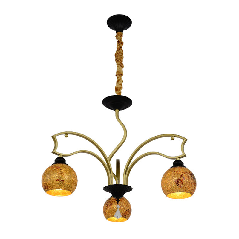 Tiffany Art Glass Pendant Chandelier with Stained Design in Gold - 3/6/8 Lights for Living Room