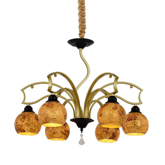 Stunning Tiffany Art Glass Pendant Chandelier In Gold 3/6/8 Lights For Living Room