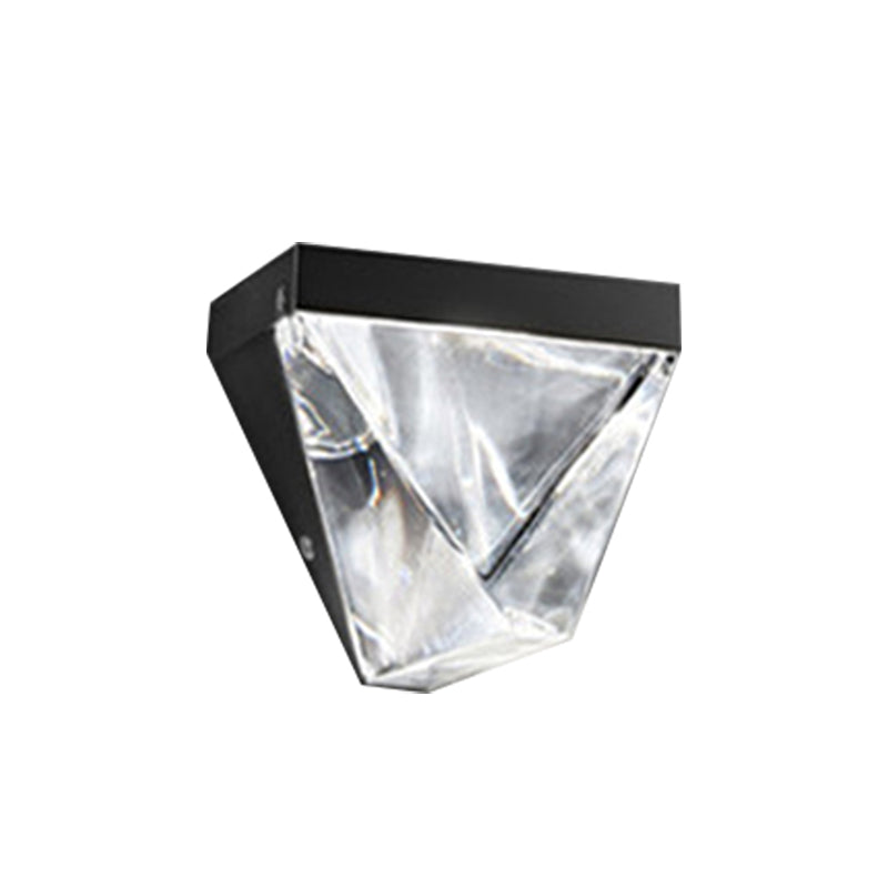 Minimalist Led Clear Crystal Sconce Light - Black/Gold Triangle Wall Mount Lighting For Living Room