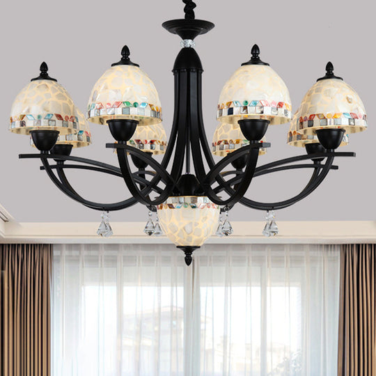 Baroque White Dome Chandelier - Hand Cut Glass, 4/7/9 Lights - Elegant Suspension Lamp