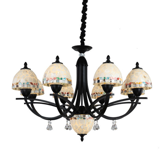 Baroque Hand Cut Glass Chandelier - White Dome Lighting Fixture (4/7/9 Lights)