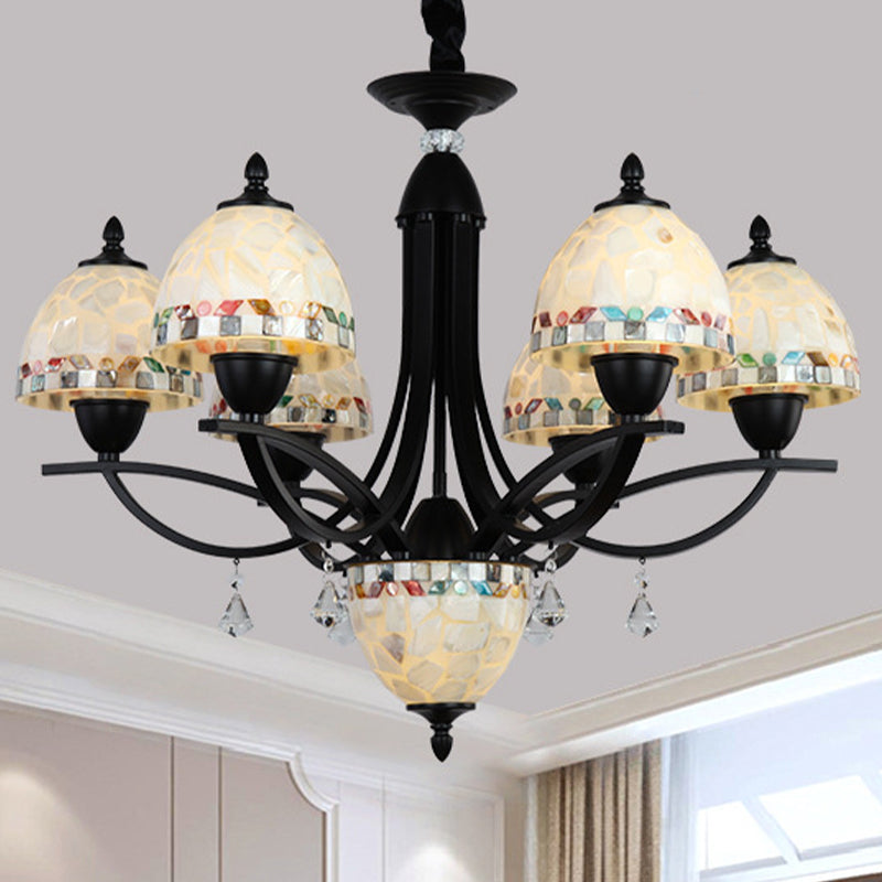 Baroque Hand Cut Glass Chandelier - White Dome Lighting Fixture (4/7/9 Lights) 7 /