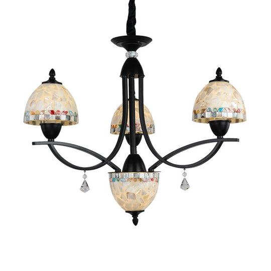 Baroque Hand Cut Glass Chandelier - White Dome Lighting Fixture (4/7/9 Lights)