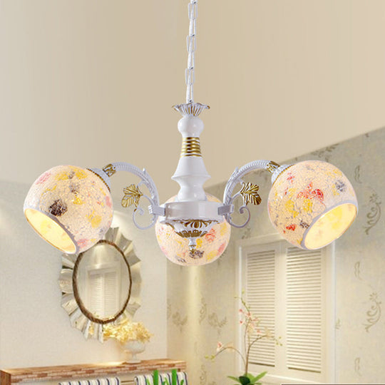 White Stained Glass Chandelier Lamp: Mediterranean Style, 5/6/8 Lights