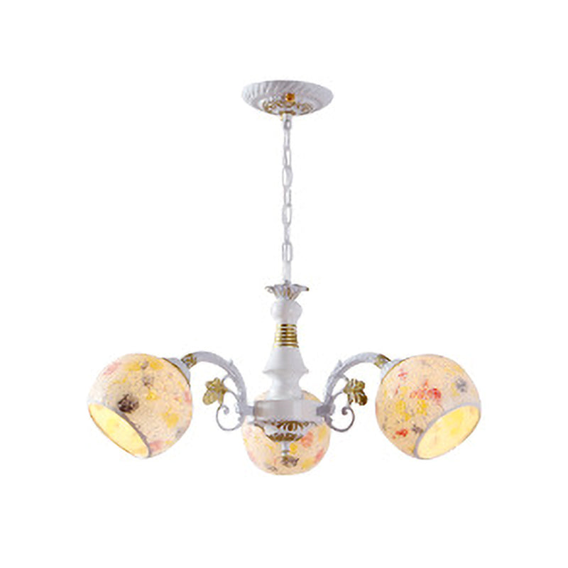 White Stained Glass Chandelier Lamp: Mediterranean Style, 5/6/8 Lights