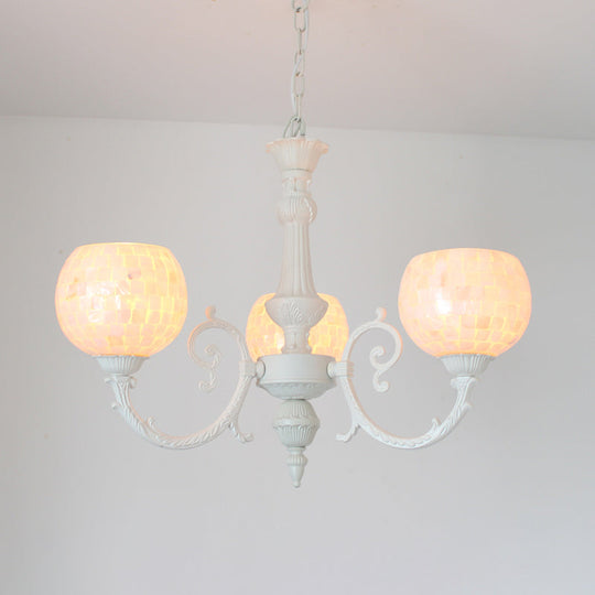 Shell White Tiffany Style Chandelier - Curved Arm Hanging Light with 3/5/8 Lights