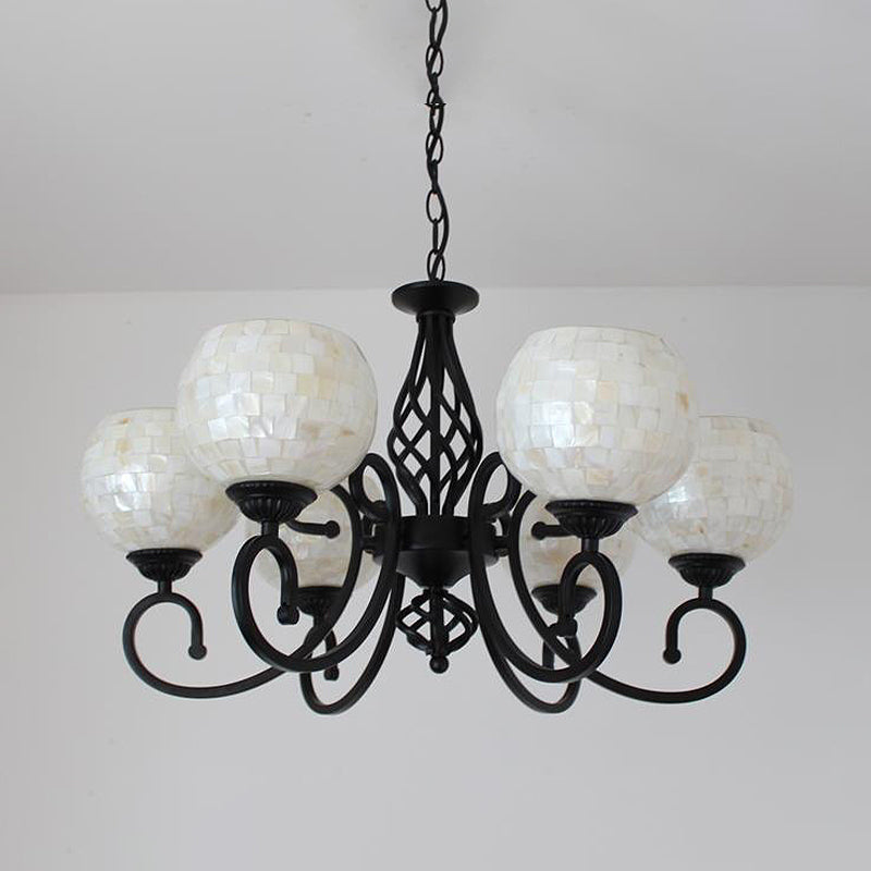 Baroque Shell Chandelier Light Fixture for Kitchen - White with 5/6/8 Lights