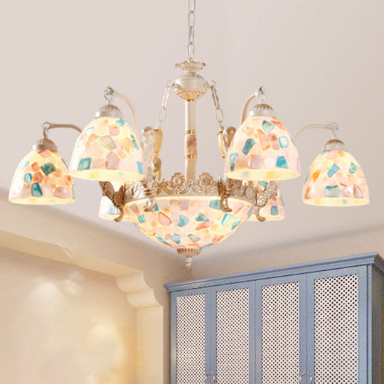 Baroque Style Shell Mosaic Chandelier with 5/9/11 White Lights - Perfect for Kitchen Pendant Lighting Kit