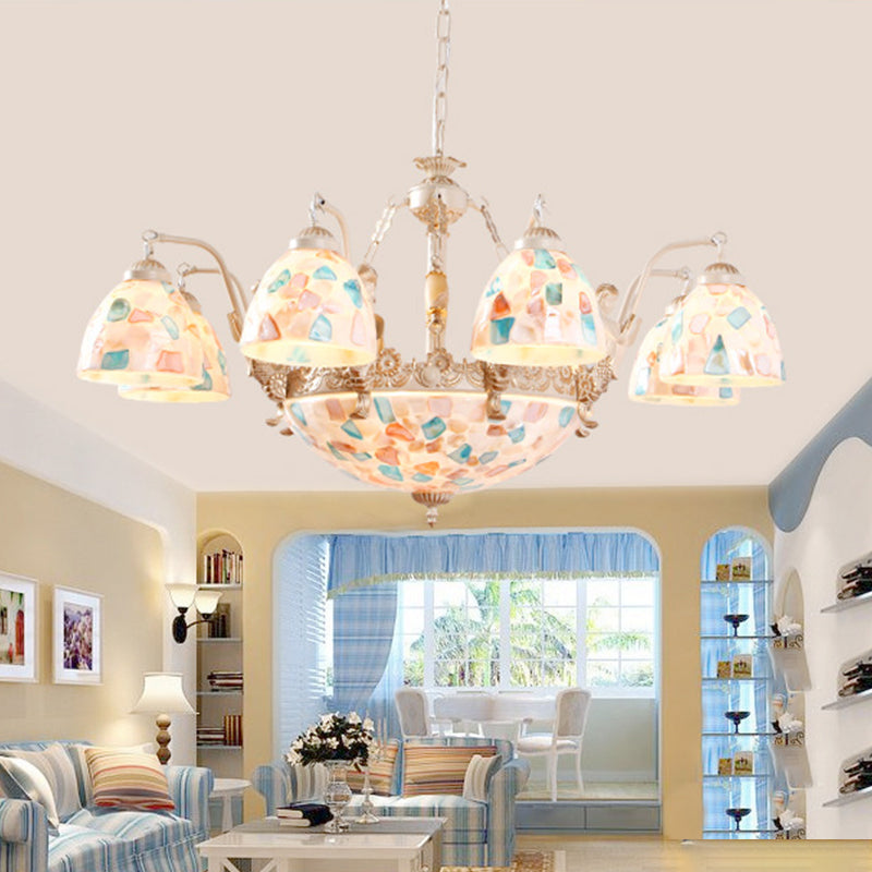 Baroque Style Shell Mosaic Chandelier with 5/9/11 White Lights - Perfect for Kitchen Pendant Lighting Kit