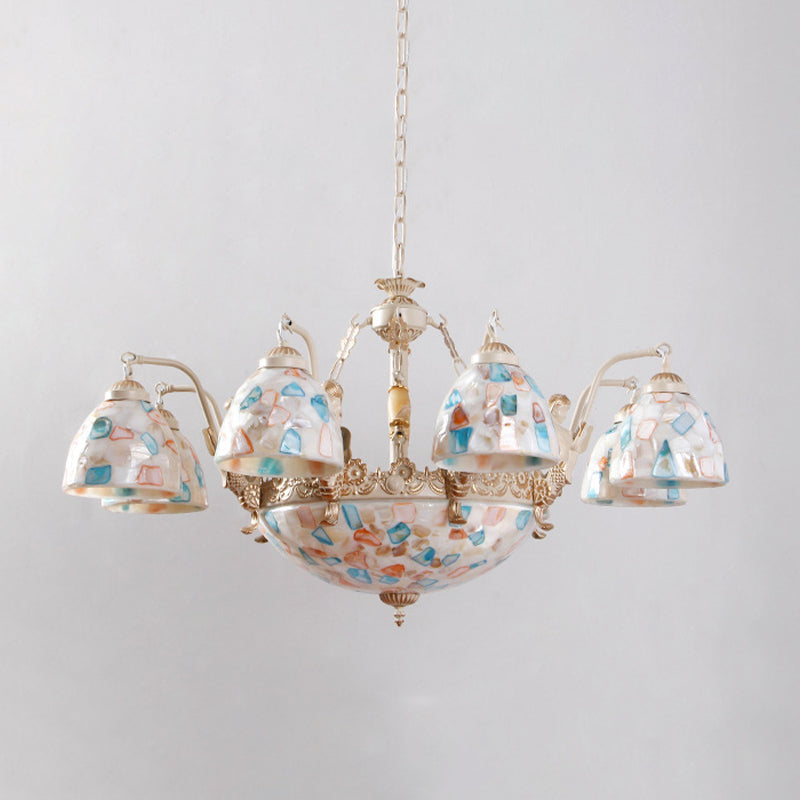 Baroque Style Shell Mosaic Chandelier with 5/9/11 White Lights - Perfect for Kitchen Pendant Lighting Kit