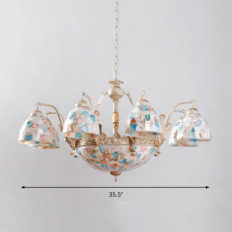 Baroque Style Shell Mosaic Chandelier with 5/9/11 White Lights - Perfect for Kitchen Pendant Lighting Kit