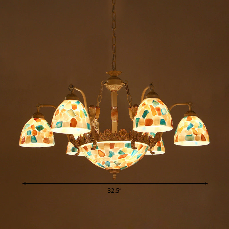 Baroque Style Shell Mosaic Chandelier with 5/9/11 White Lights - Perfect for Kitchen Pendant Lighting Kit