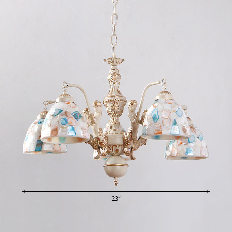 Mosaic Baroque Style Shell Chandelier - Pendant Light Kit For Kitchen 5/9/11 Lights White