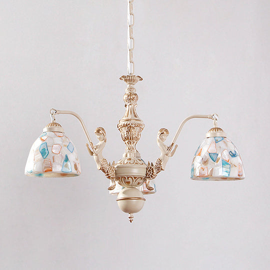 Mosaic Baroque Style Shell Chandelier - Pendant Light Kit For Kitchen 5/9/11 Lights White