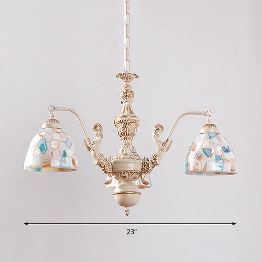 Mosaic Baroque Style Shell Chandelier - Pendant Light Kit For Kitchen 5/9/11 Lights White