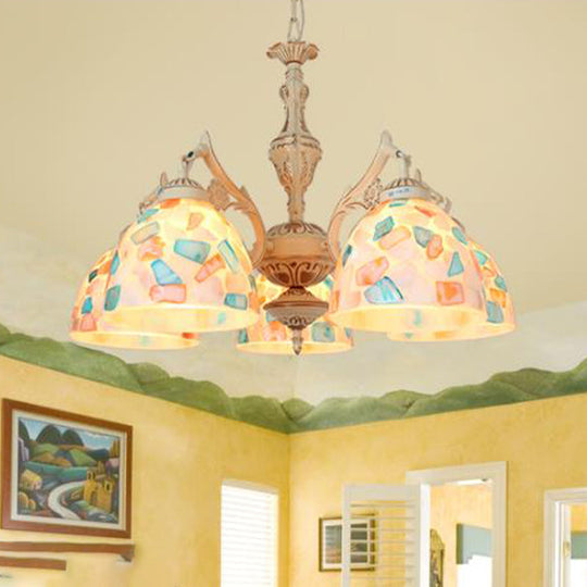 Tiffany Mosaic Shell Chandelier Ceiling Pendant - White - 3/5 Lights - Bedroom Decor