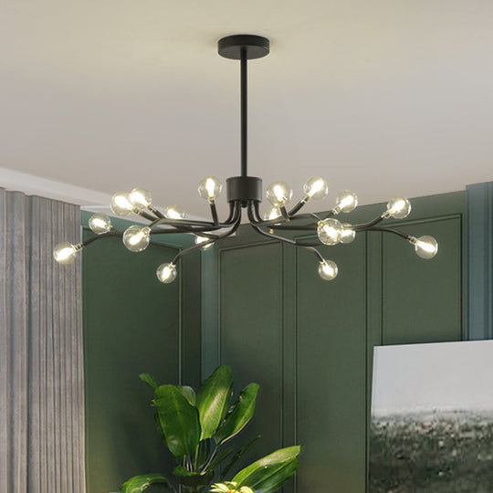 Molecular Led Chandelier Pendant: Modernist Clear Glass With 18 Lights & Black Ceiling Fixture