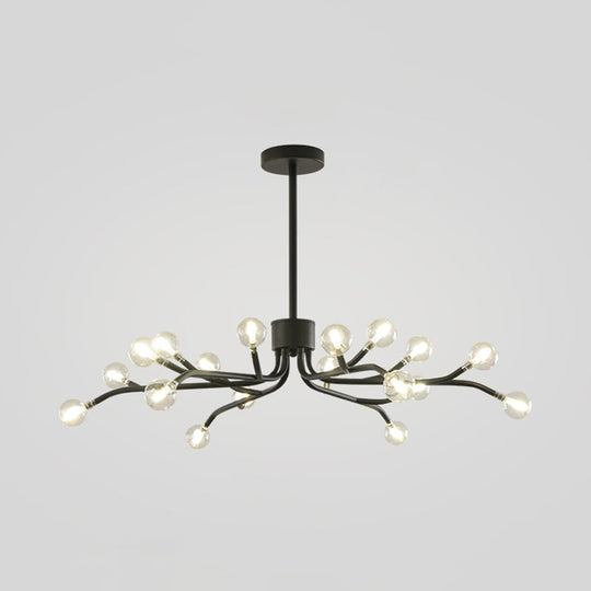 Molecular Led Chandelier Pendant: Modernist Clear Glass With 18 Lights & Black Ceiling Fixture