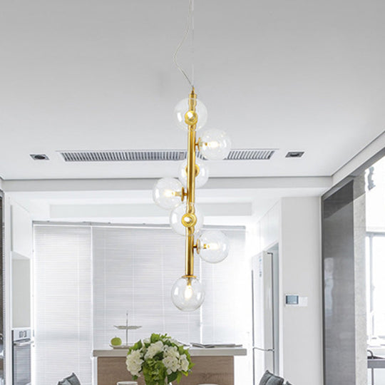 Modern Glass Ball Chandelier With 7 Led Pendant Lights In Gold For Living Room