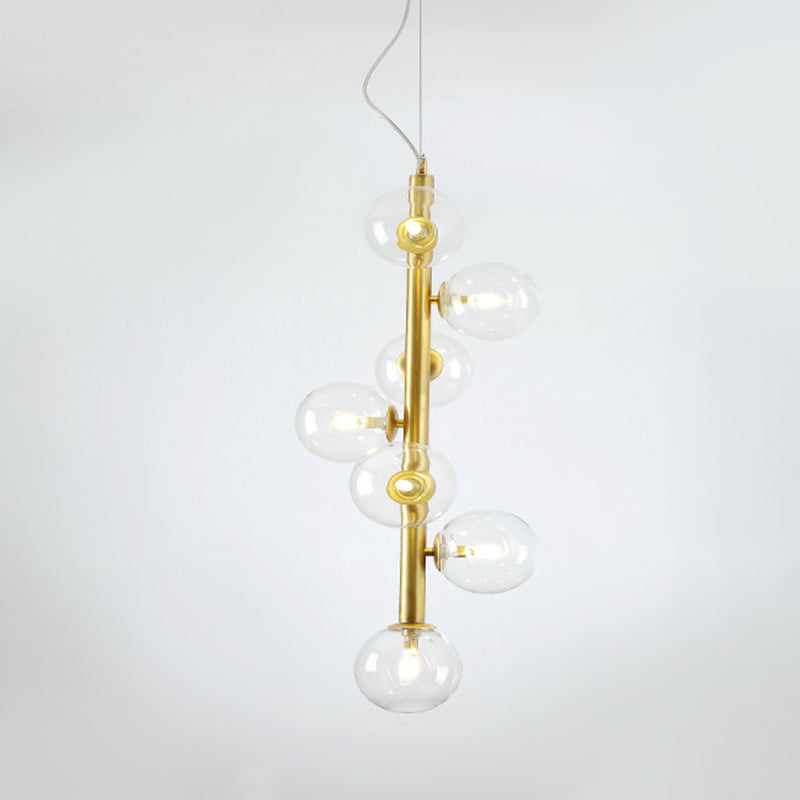 Modern Glass Ball Chandelier With 7 Led Pendant Lights In Gold For Living Room